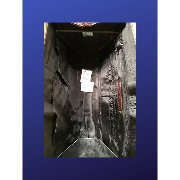 Naturalizer leather/Patent leather ostrich-Embossed large satchel handbag - Picture 8 of 12